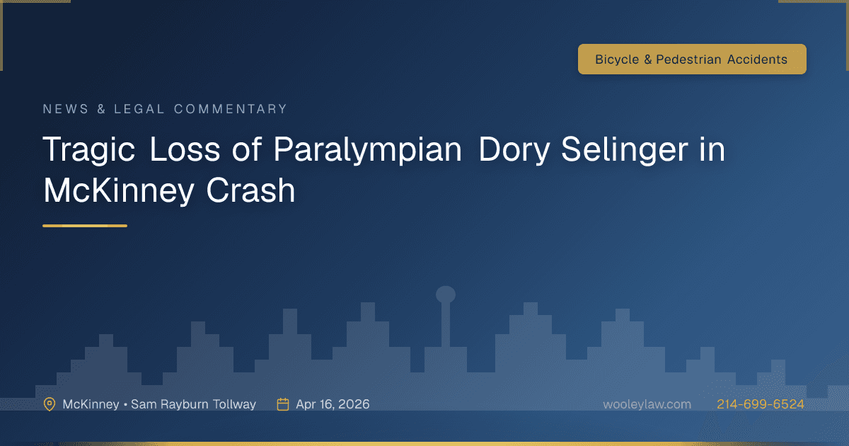 Tragic Loss of Paralympian Dory Selinger in McKinney Crash - Bicycle & Pedestrian Accidents