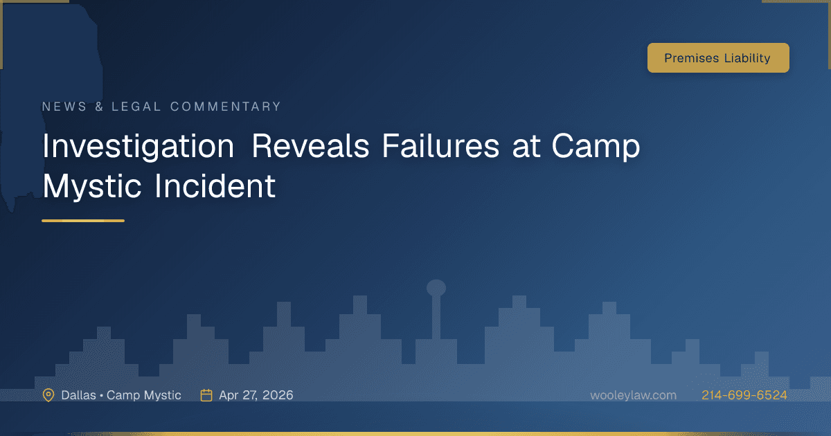 Investigation Reveals Failures at Camp Mystic Incident - Premises Liability
