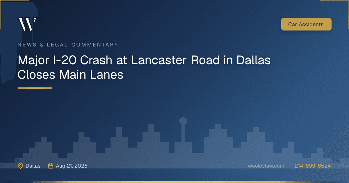 Major I-20 Crash at Lancaster Road in Dallas Closes Main Lanes - Car Accidents