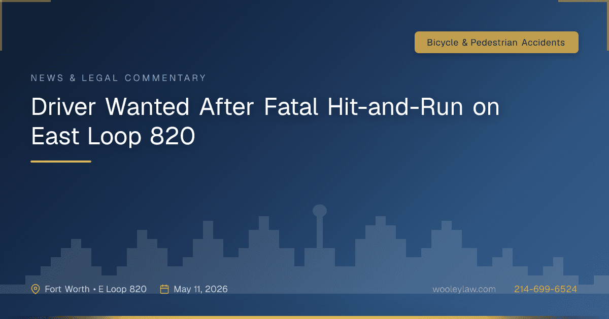 Driver Wanted After Fatal Hit-and-Run on East Loop 820 - Bicycle & Pedestrian Accidents