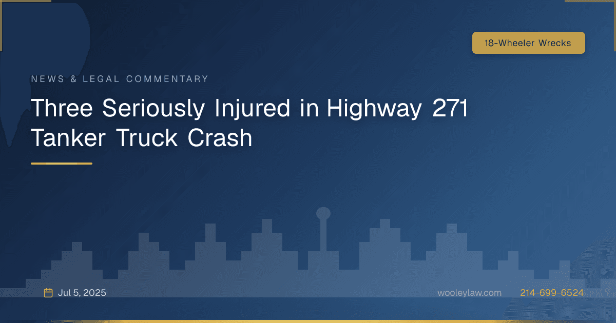 Three Seriously Injured in Highway 271 Tanker Truck Crash - 18-Wheeler Wrecks