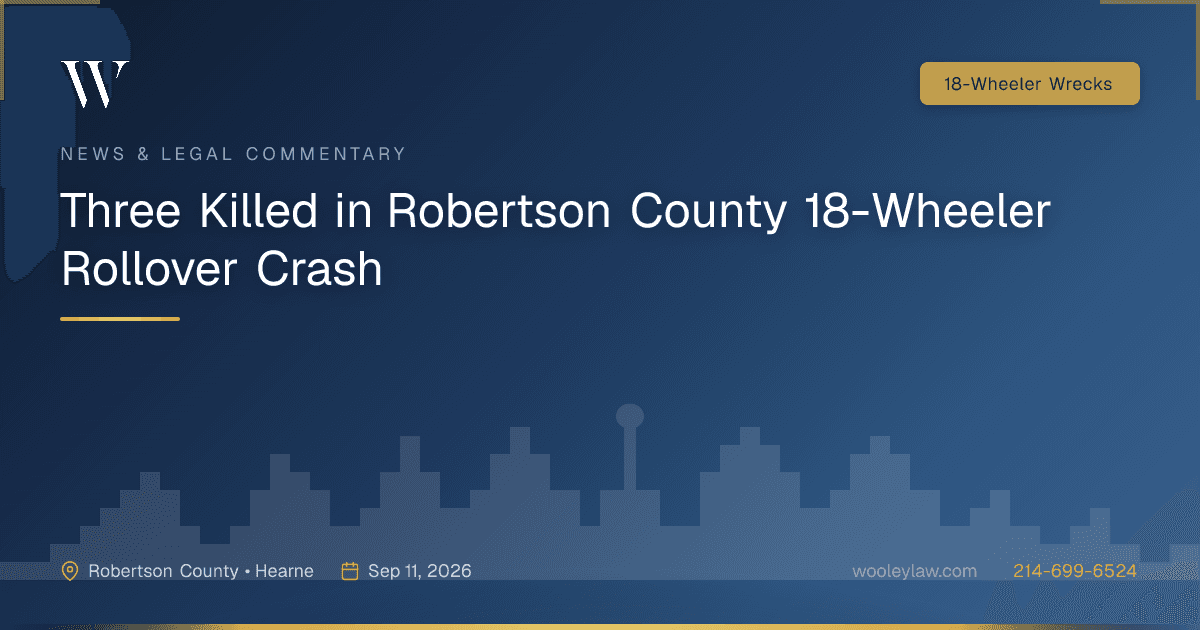 Three Killed in Robertson County 18-Wheeler Rollover Crash - 18-Wheeler Wrecks