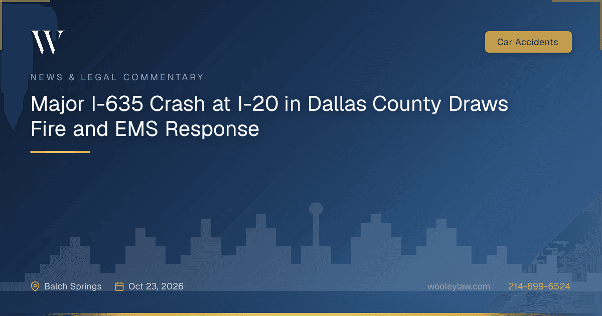 Major I-635 Crash at I-20 in Dallas County Draws Fire and EMS Response - Car Accidents