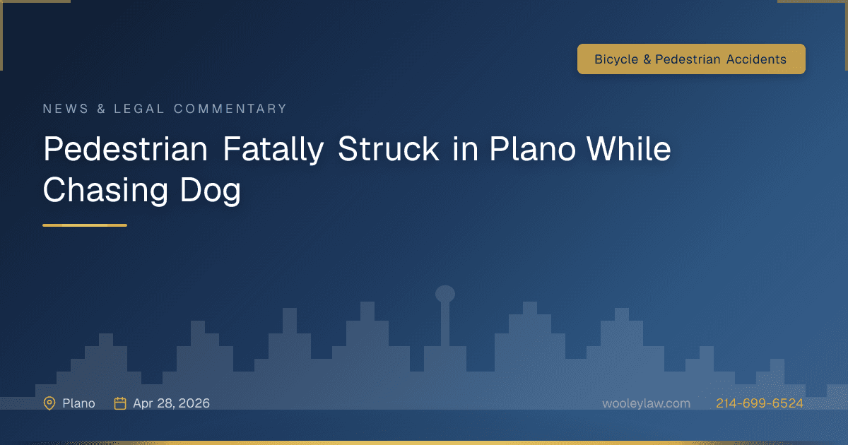 Pedestrian Fatally Struck in Plano While Chasing Dog - Bicycle & Pedestrian Accidents