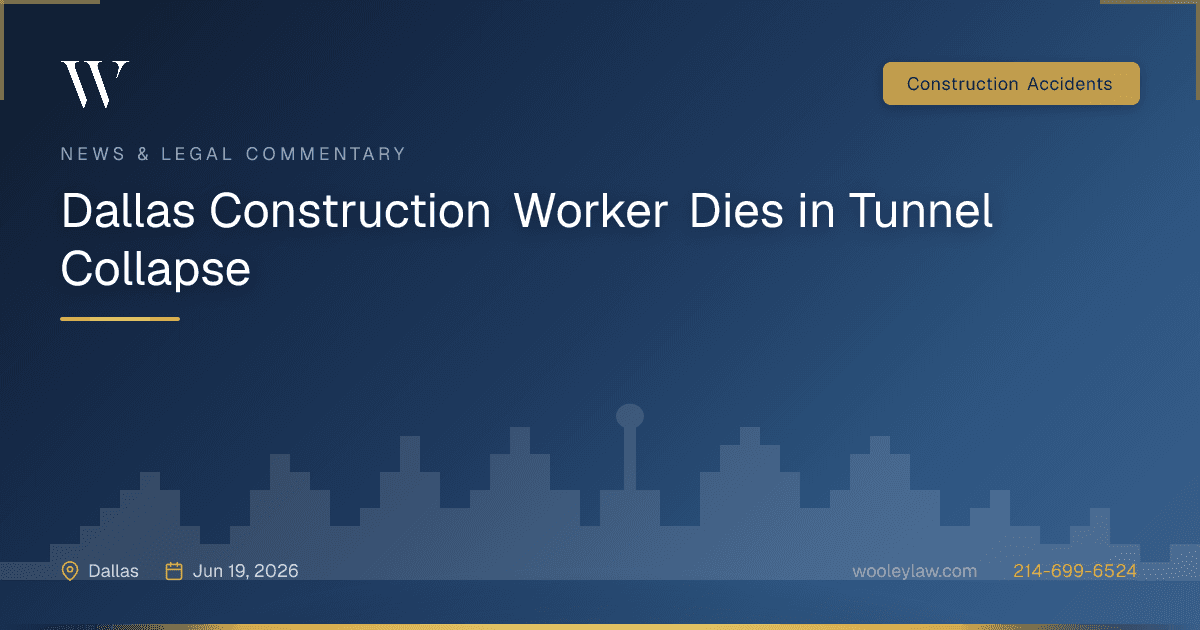 Dallas Construction Worker Dies in Tunnel Collapse - Construction Accidents