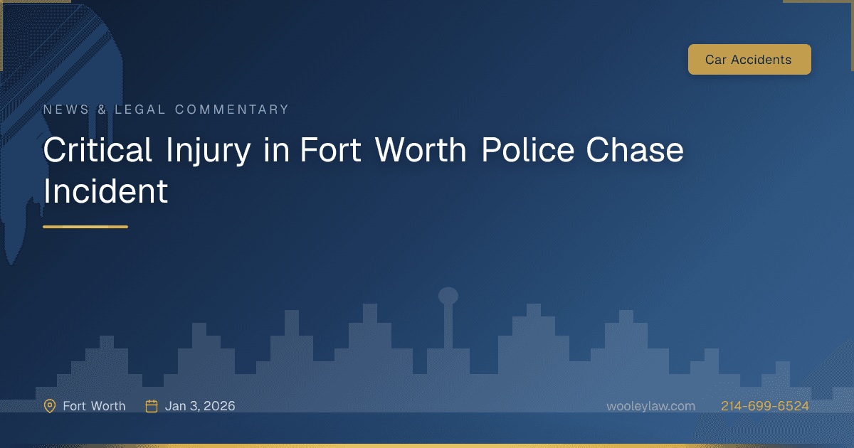 Critical Injury in Fort Worth Police Chase Incident - Car Accidents