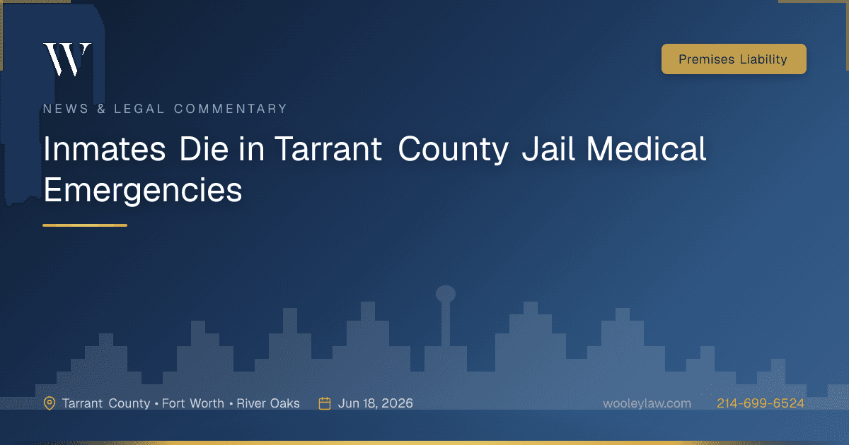 Inmates Die in Tarrant County Jail Medical Emergencies - Premises Liability