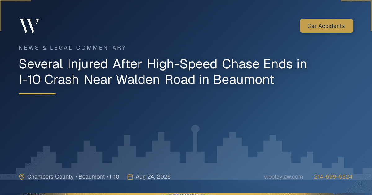 Several Injured After High-Speed Chase Ends in I-10 Crash Near Walden Road in Beaumont - Car Accidents