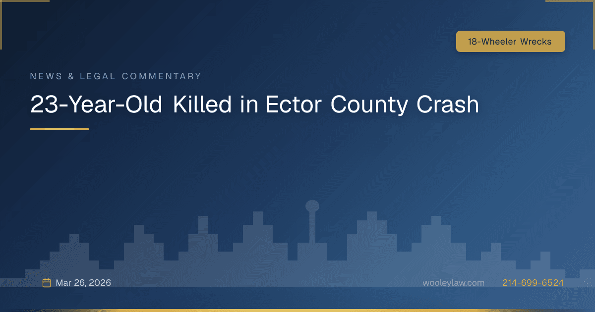 23-Year-Old Killed in Ector County Crash - 18-Wheeler Wrecks
