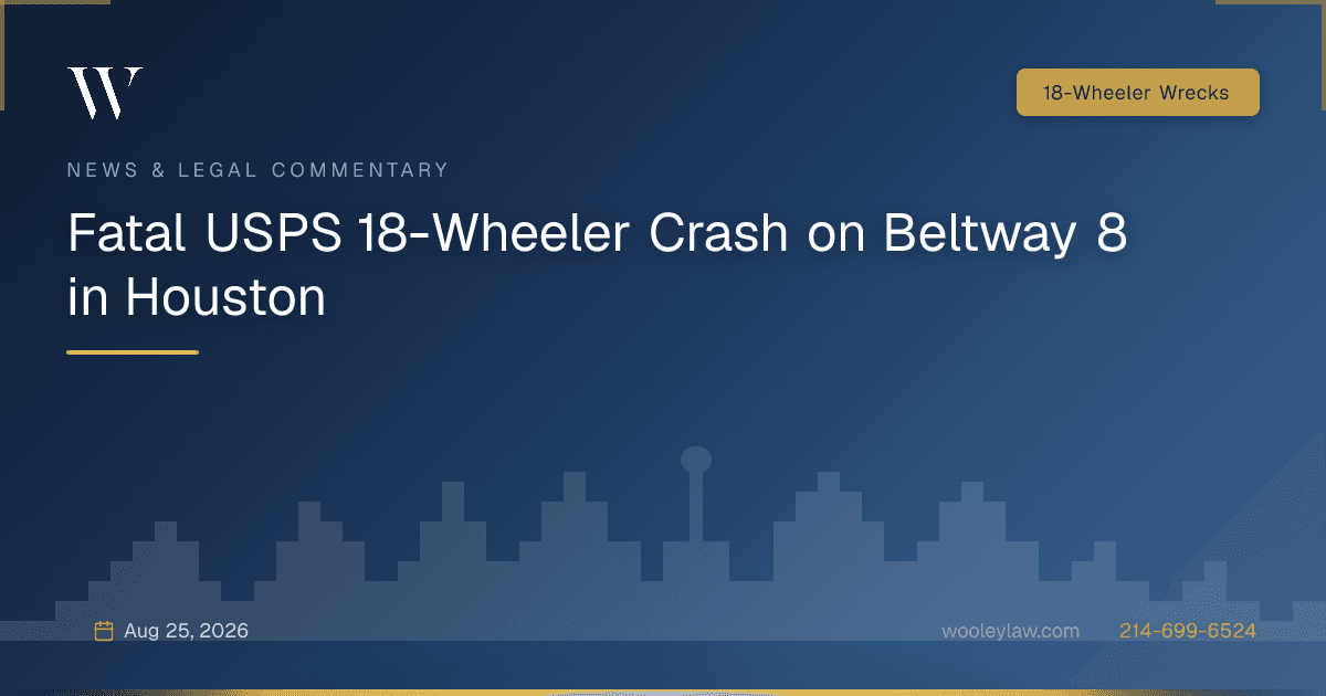 Fatal USPS 18-Wheeler Crash on Beltway 8 in Houston - 18-Wheeler Wrecks