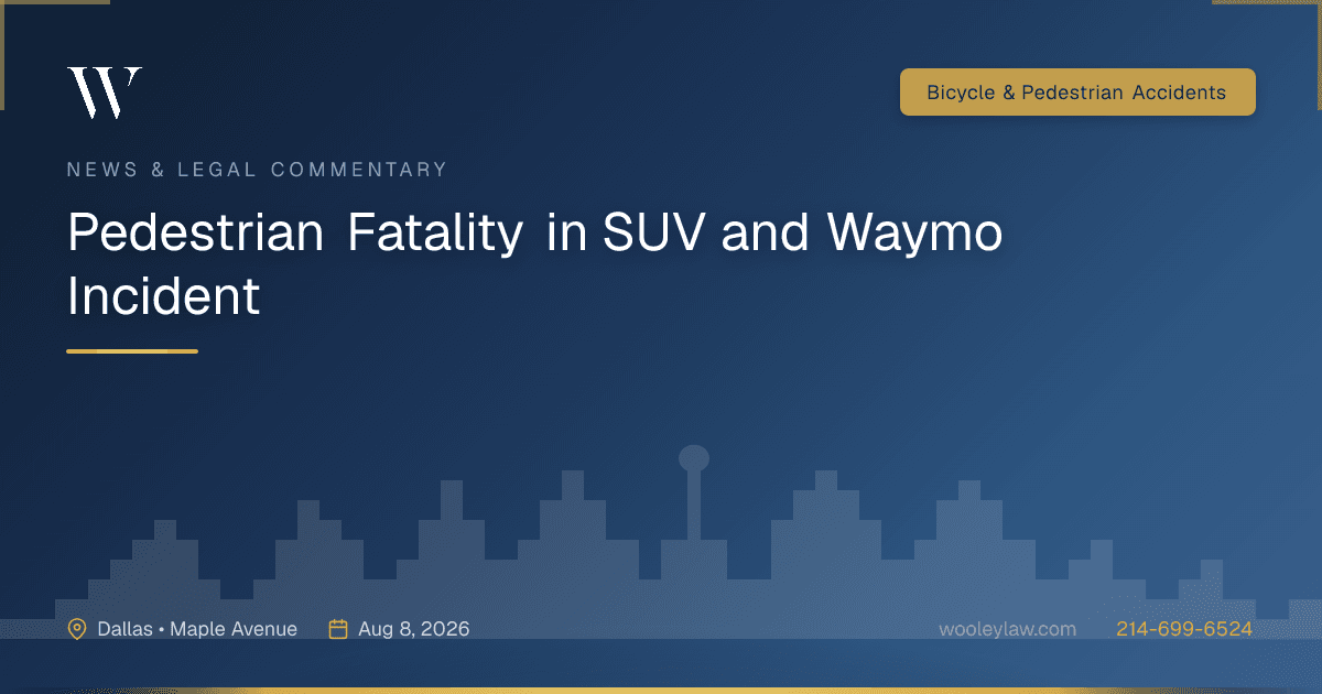 Pedestrian Fatality in SUV and Waymo Incident - Bicycle & Pedestrian Accidents