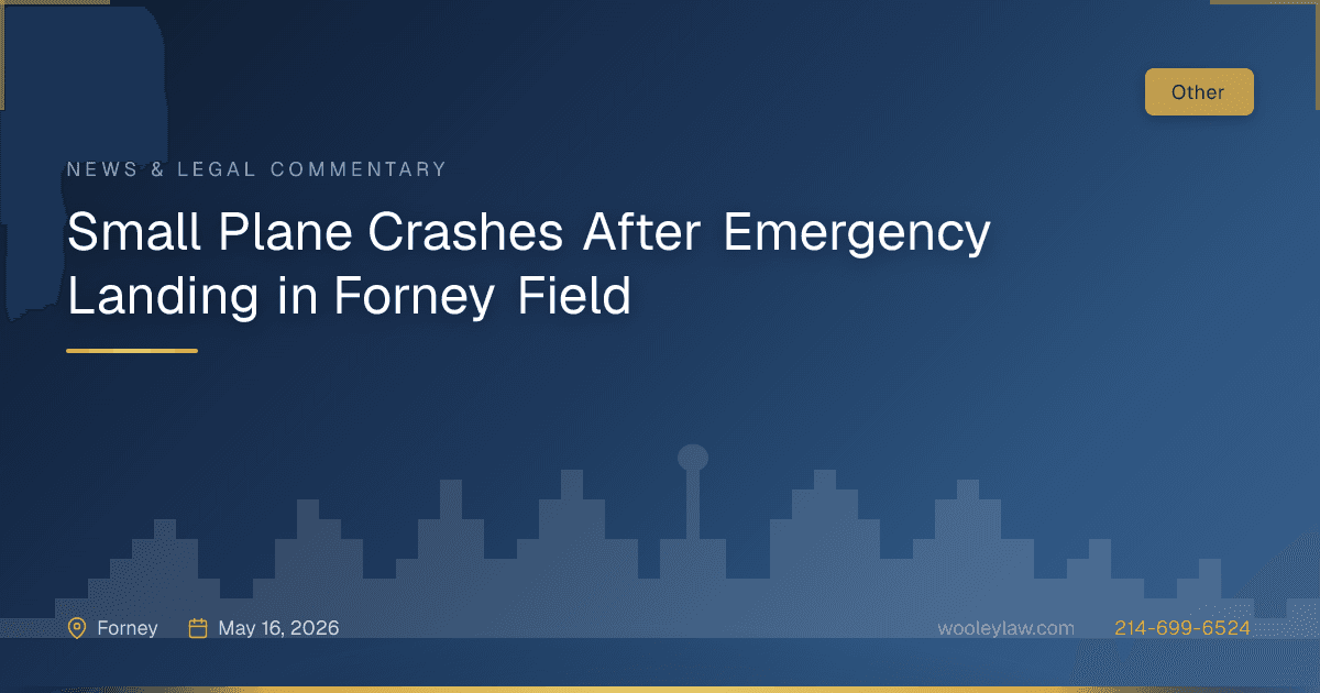 Small Plane Crashes After Emergency Landing in Forney Field - Other