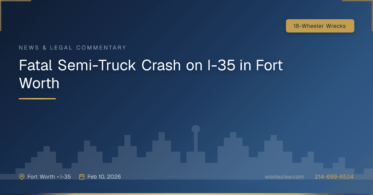 Fatal Semi-Truck Crash on I-35 in Fort Worth - 18-Wheeler Wrecks