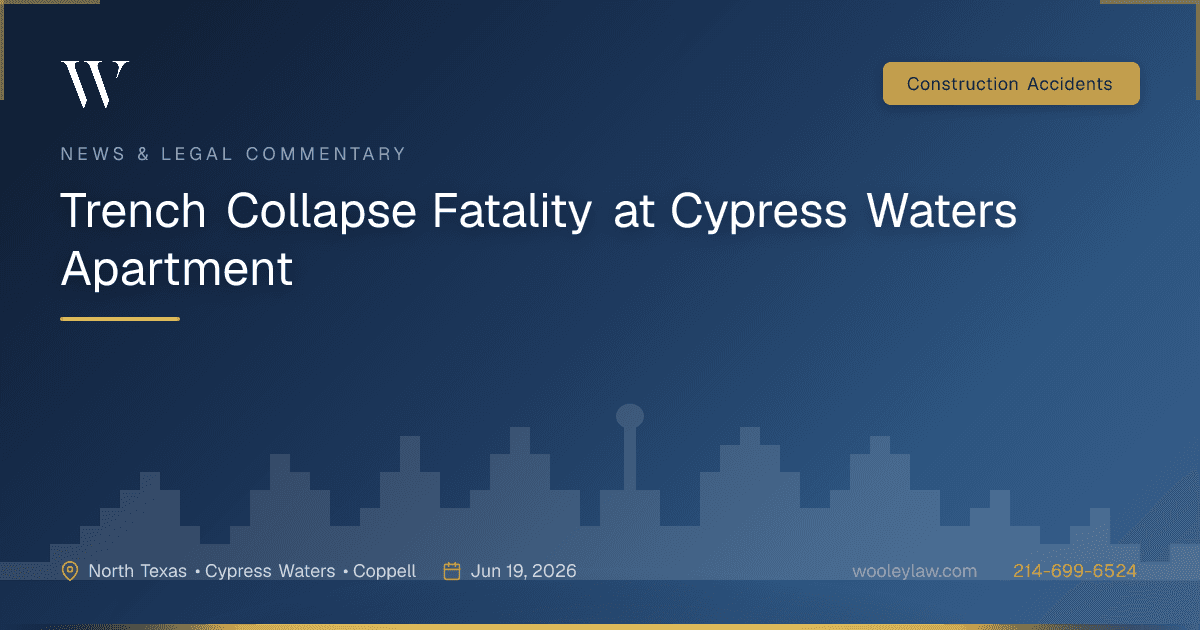 Trench Collapse Fatality at Cypress Waters Apartment - Construction Accidents