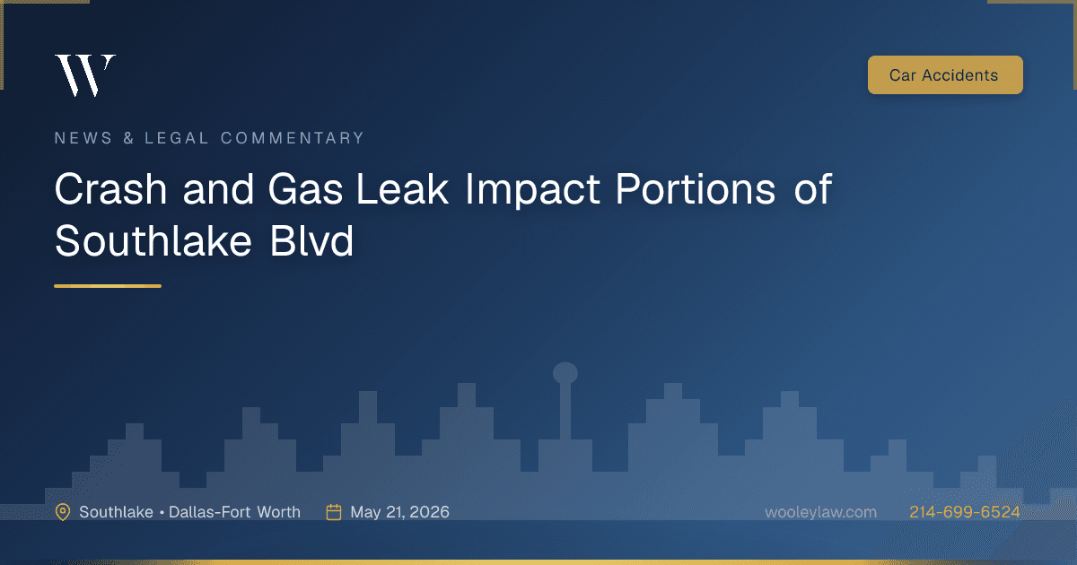 Crash and Gas Leak Impact Portions of Southlake Blvd - Car Accidents