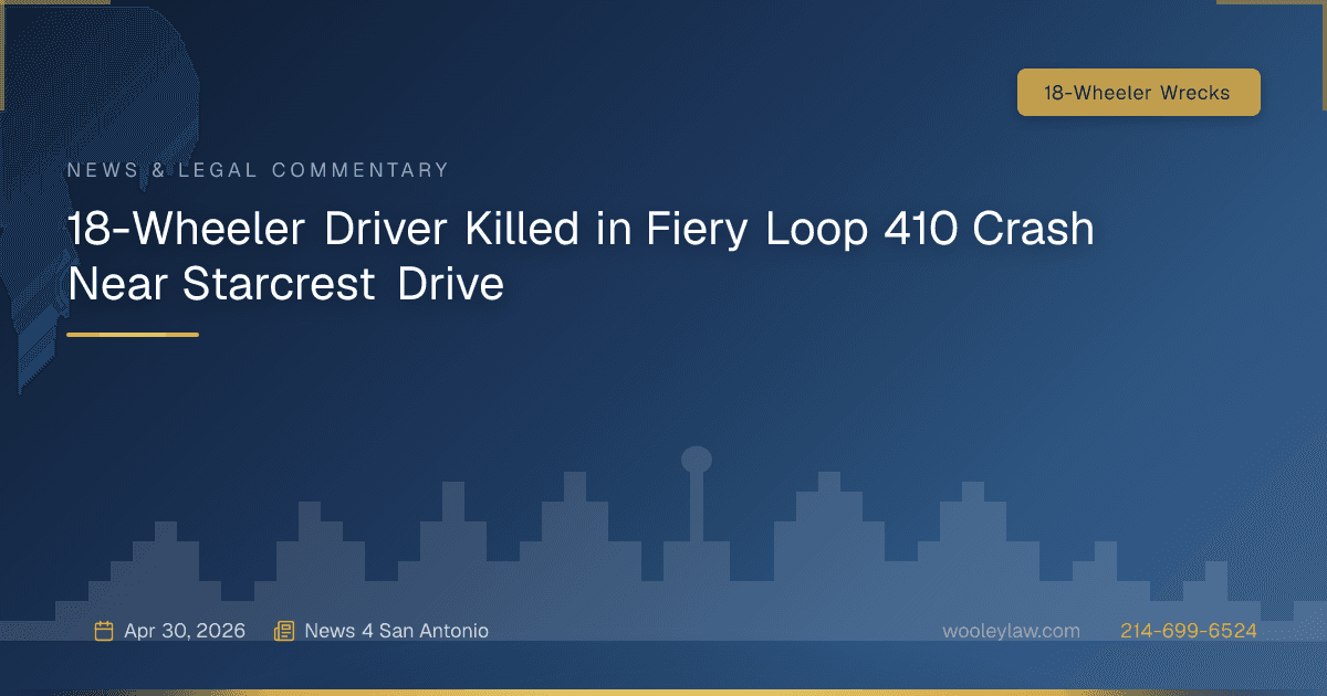 18-Wheeler Driver Killed in Fiery Loop 410 Crash Near Starcrest Drive - 18-Wheeler Wrecks