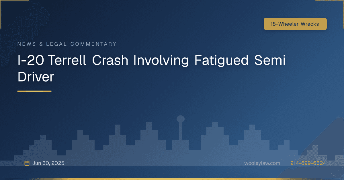 I-20 Terrell Crash Involving Fatigued Semi Driver - 18-Wheeler Wrecks