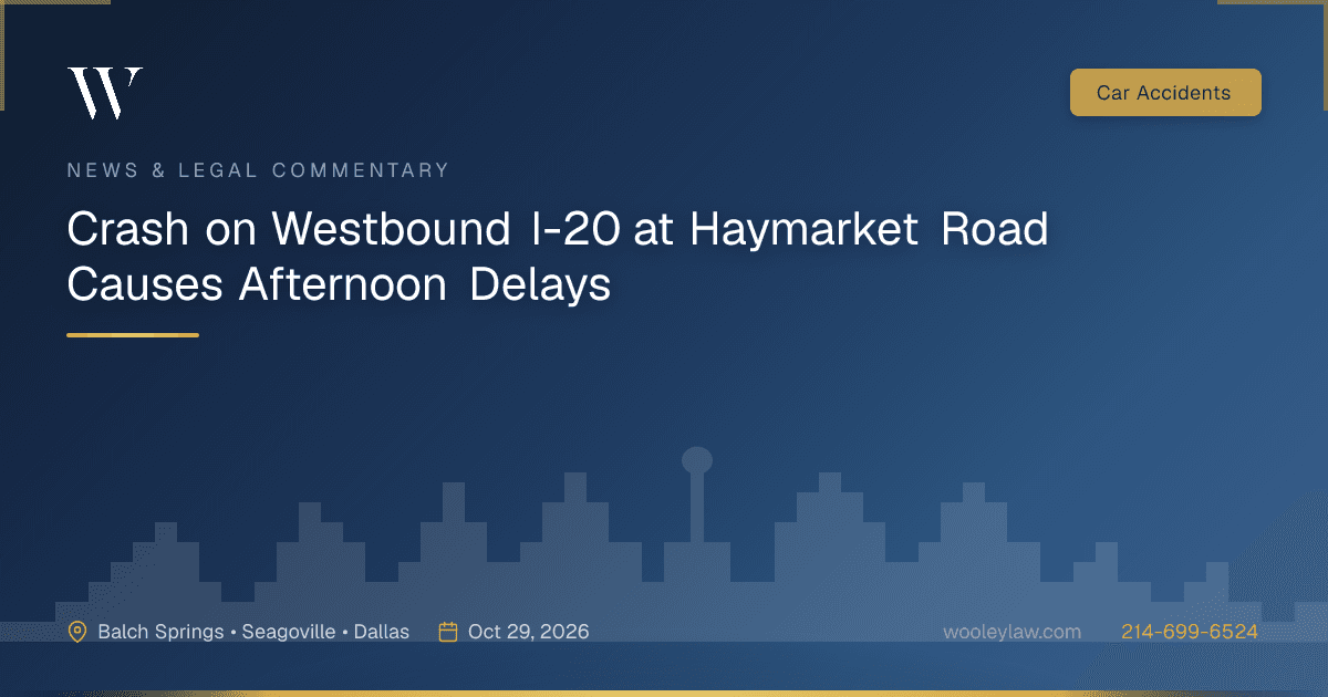 Crash on Westbound I-20 at Haymarket Road Causes Afternoon Delays - Car Accidents
