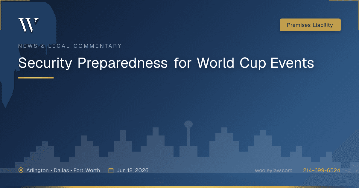 Security Preparedness for World Cup Events - Premises Liability