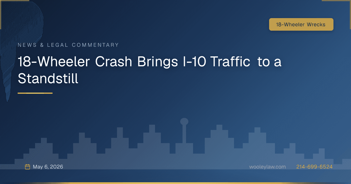 18-Wheeler Crash Brings I-10 Traffic to a Standstill - 18-Wheeler Wrecks