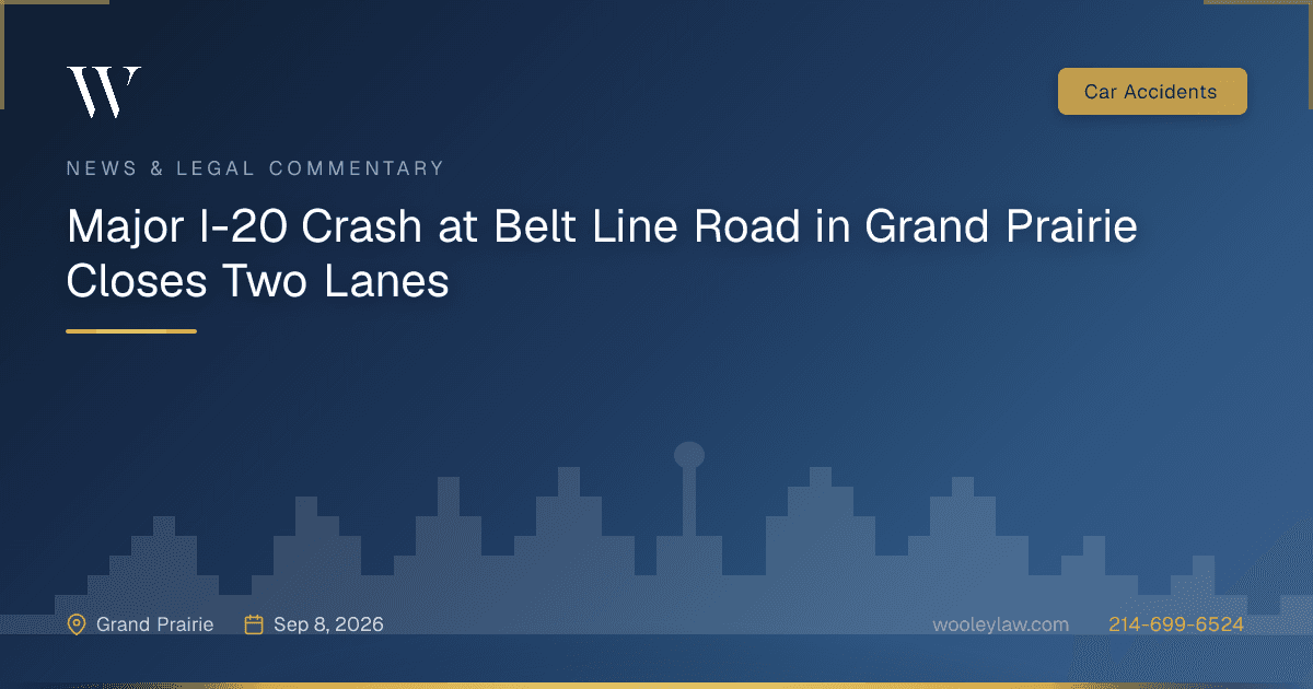 Major I-20 Crash at Belt Line Road in Grand Prairie Closes Two Lanes - Car Accidents