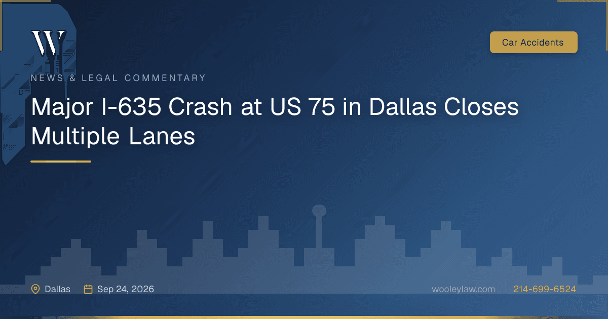 Major I-635 Crash at US 75 in Dallas Closes Multiple Lanes - Car Accidents