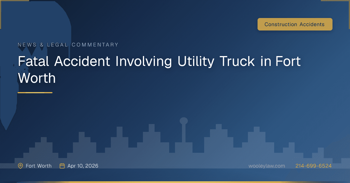 Fatal Accident Involving Utility Truck in Fort Worth - Construction Accidents