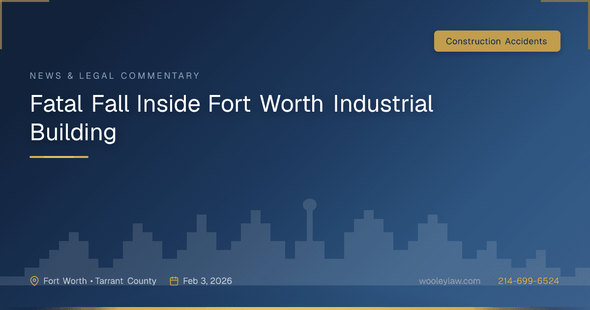 Fatal Fall Inside Fort Worth Industrial Building - Construction Accidents