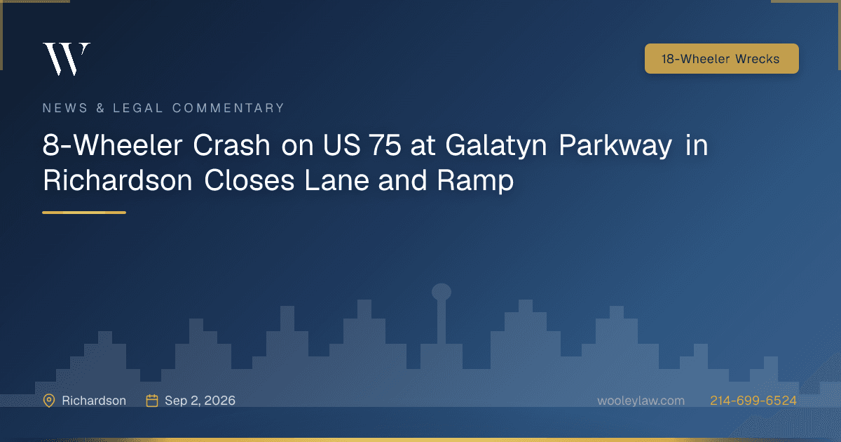 18-Wheeler Crash on US 75 at Galatyn Parkway in Richardson Closes Lane and Ramp - 18-Wheeler Wrecks