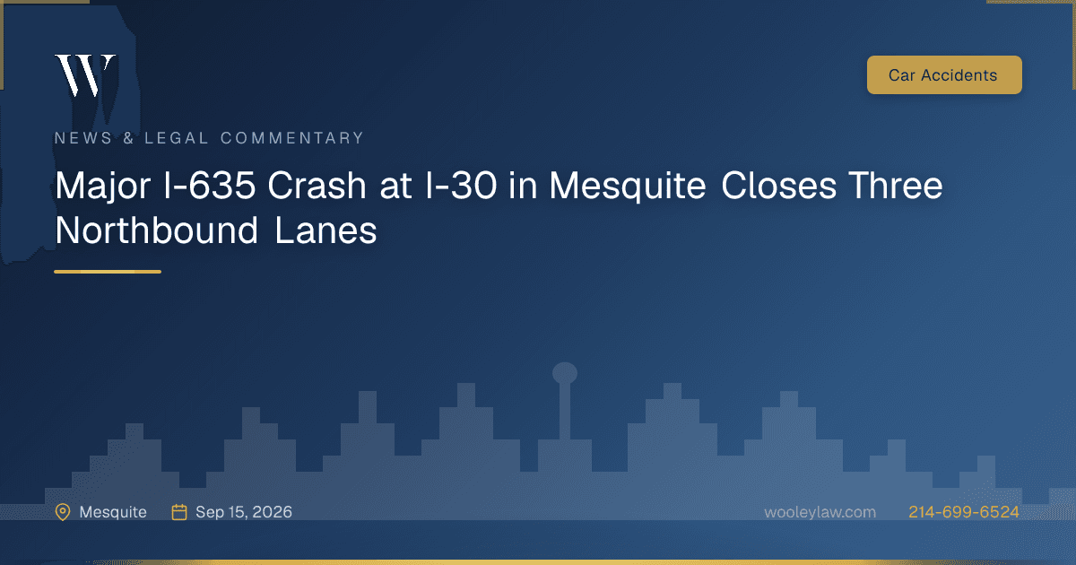 Major I-635 Crash at I-30 in Mesquite Closes Three Northbound Lanes - Car Accidents