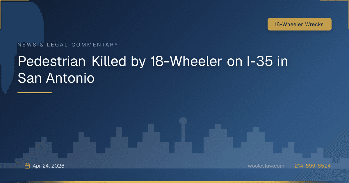 Pedestrian Killed by 18-Wheeler on I-35 in San Antonio - 18-Wheeler Wrecks