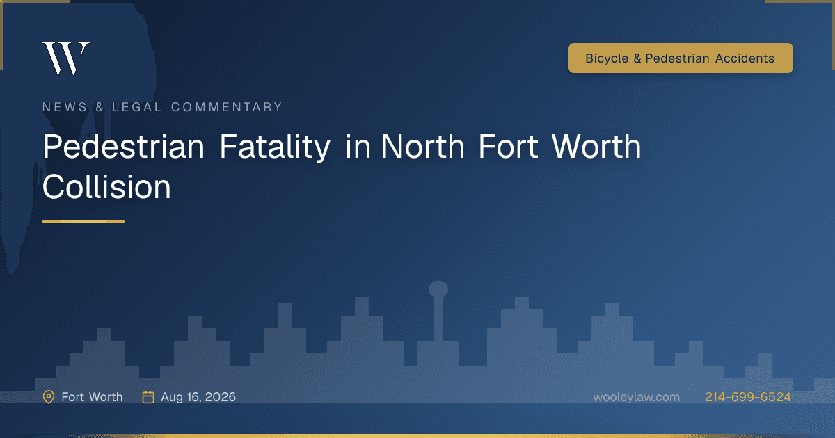 Pedestrian Fatality in North Fort Worth Collision - Bicycle & Pedestrian Accidents