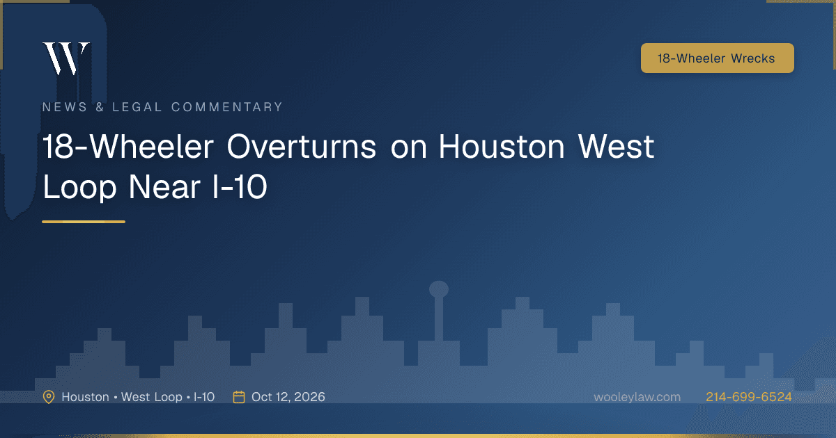 18-Wheeler Overturns on Houston West Loop Near I-10 - 18-Wheeler Wrecks