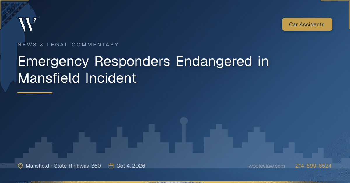 Emergency Responders Endangered in Mansfield Incident - Car Accidents