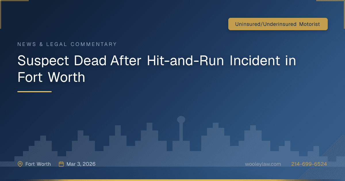 Suspect Dead After Hit-and-Run Incident in Fort Worth - Uninsured/Underinsured Motorist
