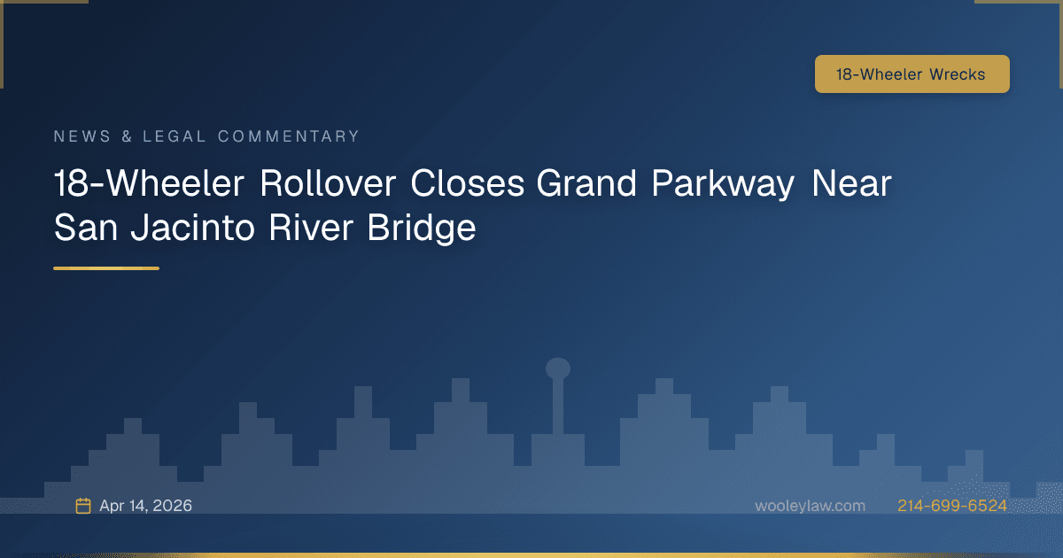18-Wheeler Rollover Closes Grand Parkway Near San Jacinto River Bridge - 18-Wheeler Wrecks