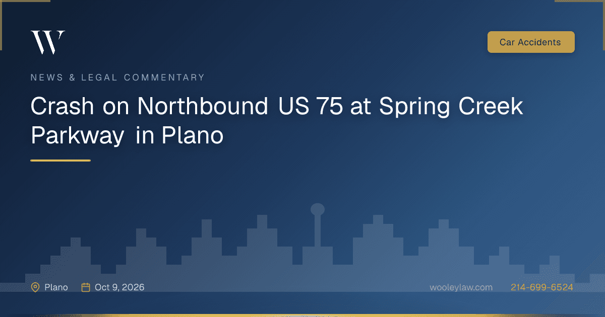 Crash on Northbound US 75 at Spring Creek Parkway in Plano - Car Accidents