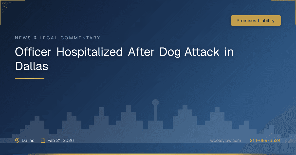 Officer Hospitalized After Dog Attack in Dallas - Premises Liability