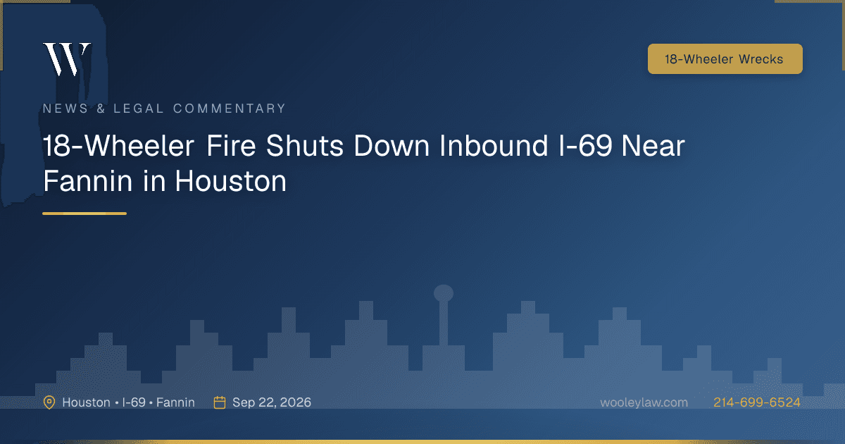 18-Wheeler Fire Shuts Down Inbound I-69 Near Fannin in Houston - 18-Wheeler Wrecks