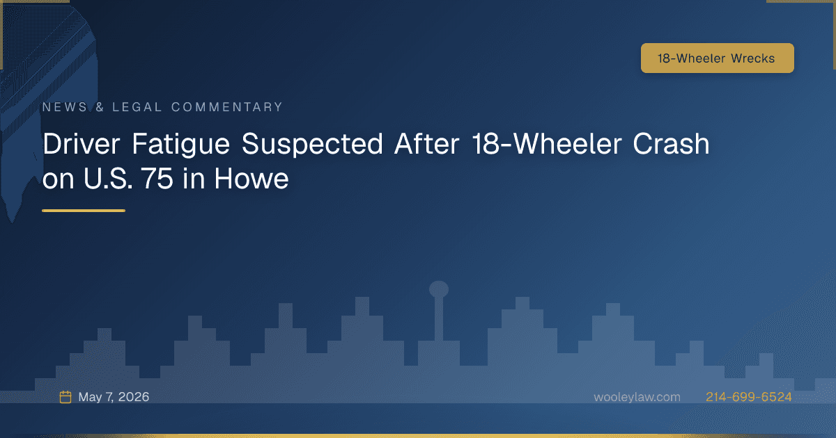 Driver Fatigue Suspected After 18-Wheeler Crash on U.S. 75 in Howe - 18-Wheeler Wrecks