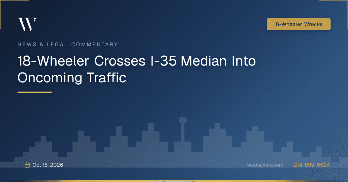 18-Wheeler Crosses I-35 Median Into Oncoming Traffic - 18-Wheeler Wrecks