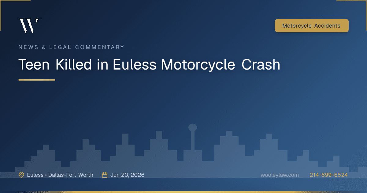 Teen Killed in Euless Motorcycle Crash - Motorcycle Accidents