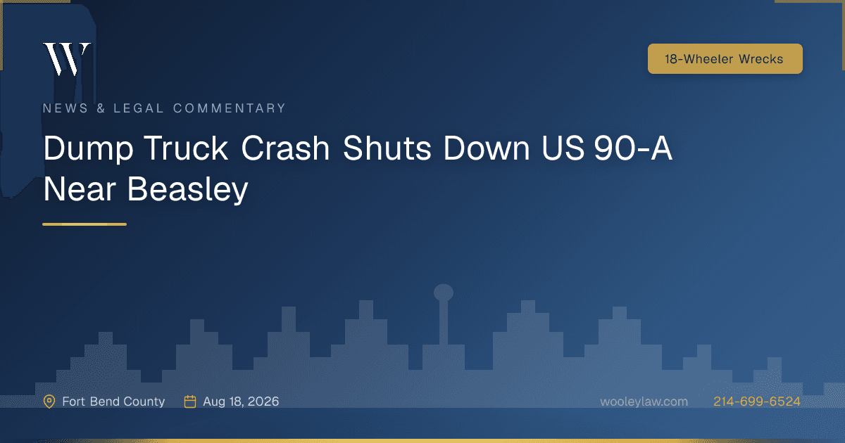Dump Truck Crash Shuts Down US 90-A Near Beasley - 18-Wheeler Wrecks
