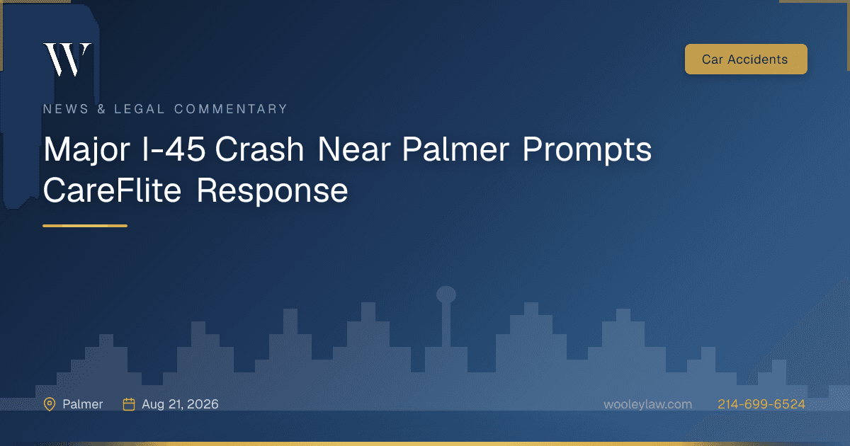 Major I-45 Crash Near Palmer Prompts CareFlite Response - Car Accidents