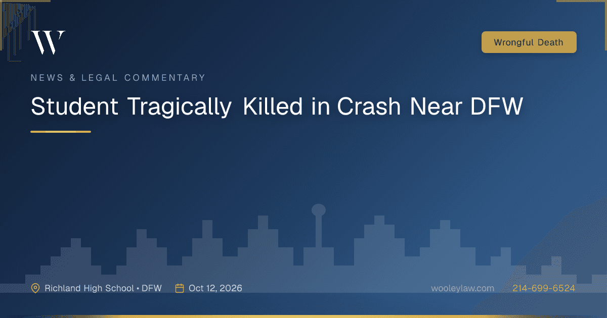 Student Tragically Killed in Crash Near DFW - Wrongful Death