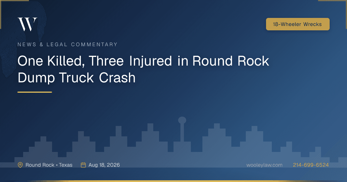 One Killed, Three Injured in Round Rock Dump Truck Crash - 18-Wheeler Wrecks