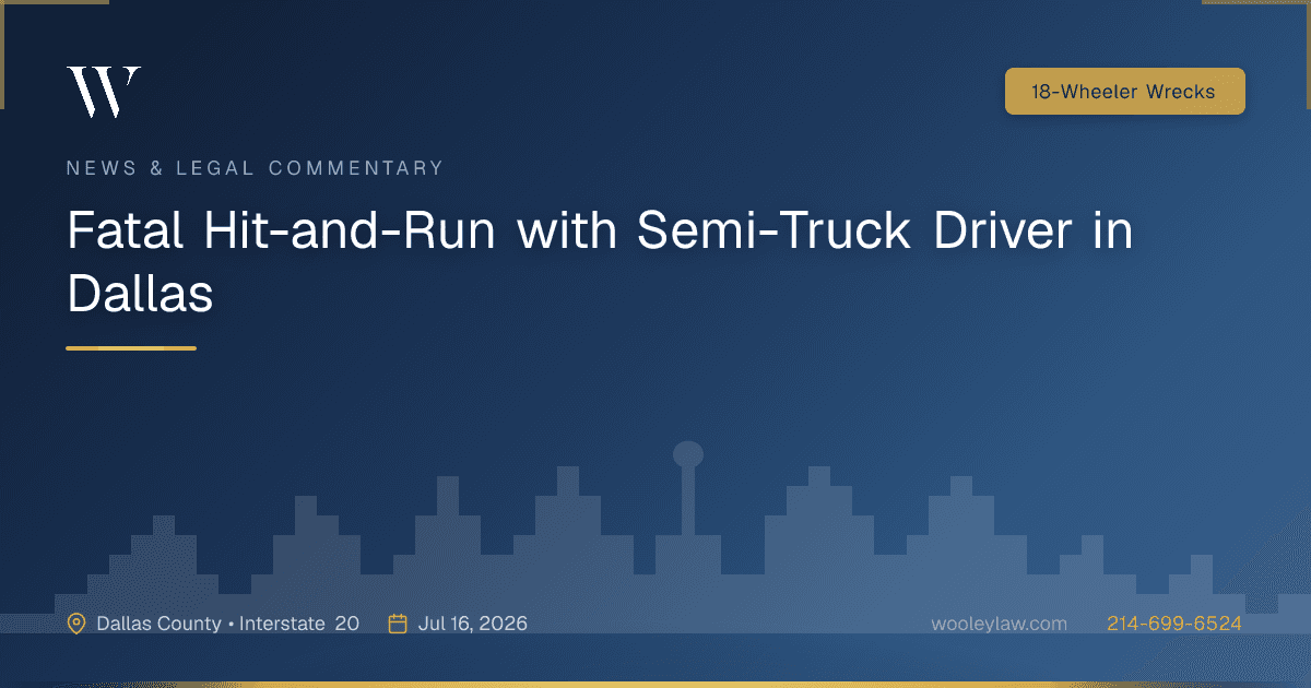 Fatal Hit-and-Run with Semi-Truck Driver in Dallas - 18-Wheeler Wrecks