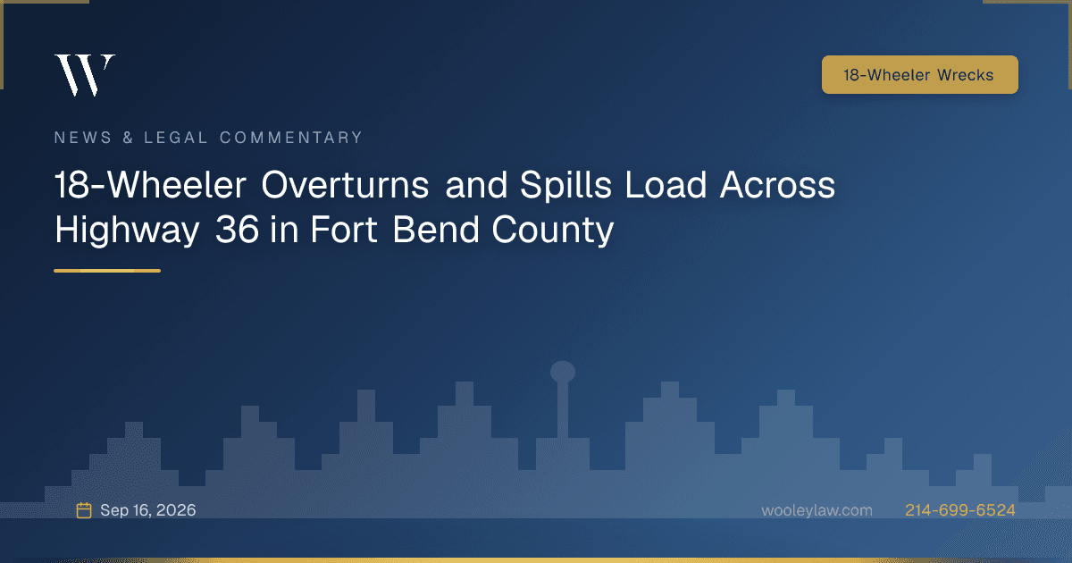 18-Wheeler Overturns and Spills Load Across Highway 36 in Fort Bend County - 18-Wheeler Wrecks